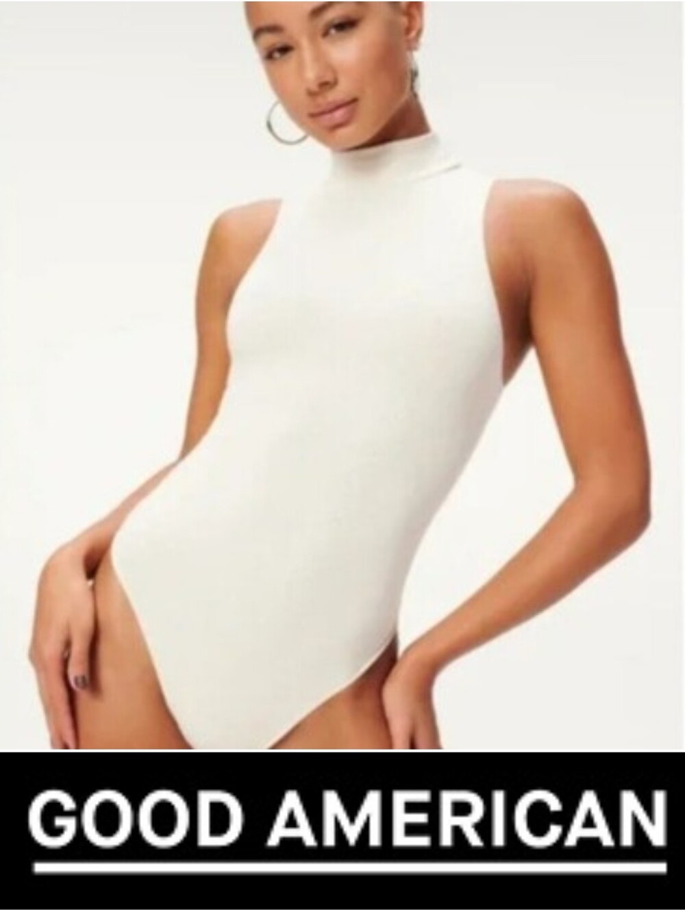 NWT Good American Good Touch Cream Mock Neck Tank Bodysuit XXL (Fits 16)